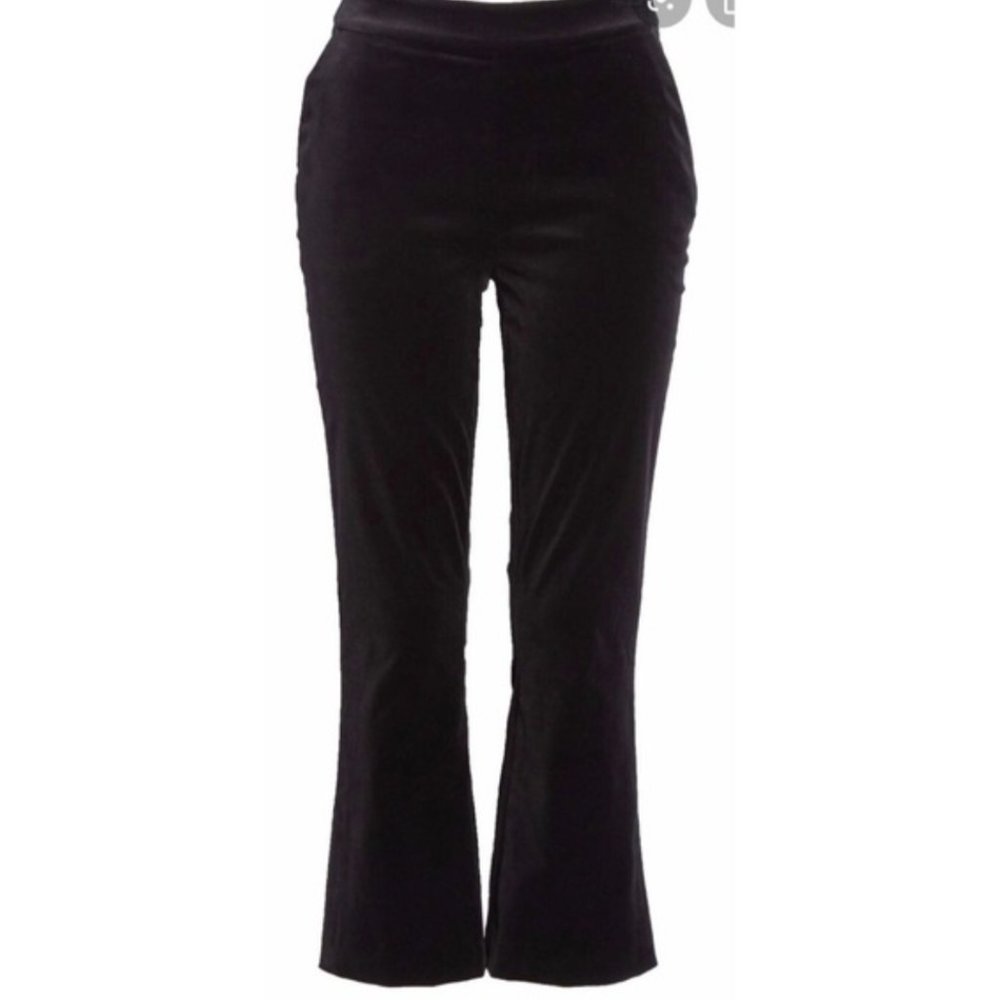 40.) NWT FRAME Women's Split Hem Flare Leg Velvet Pants Black Size 16- MSRP $198